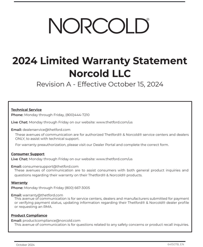 NorcoldWarrantyStatement cover