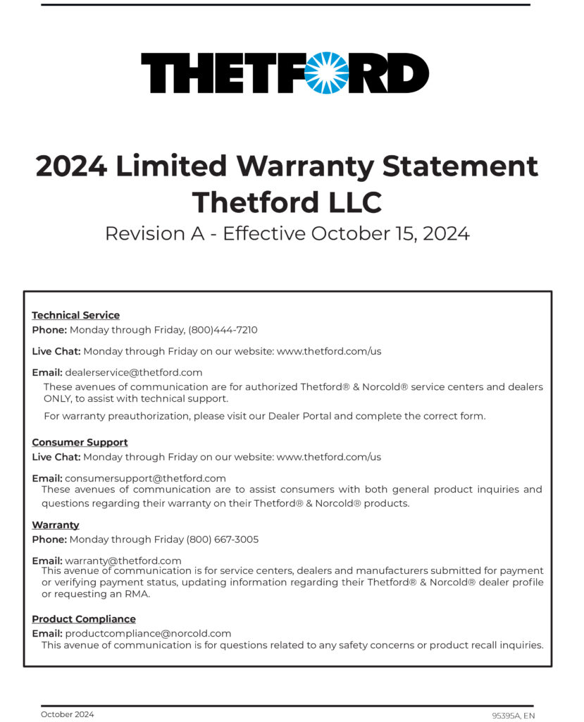 ThetfordWarrantyStatement cover